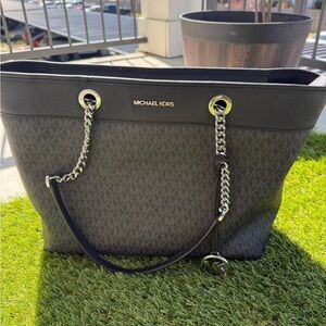 MICHAEL Michael Kors Black Tote with Gold Chain Accents